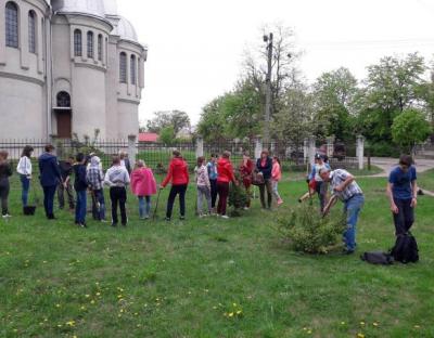У Великих Мостах озеленили парк імені Тараса Шевченка
